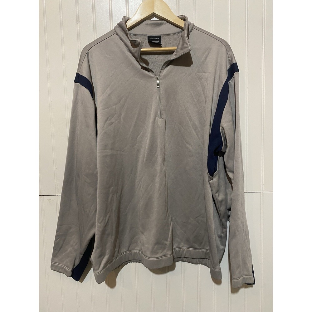 Nike Golf Therma-Fit Men's XL‎ Grey 1/4 Zip Fleece Pullover Light Jacket Logo